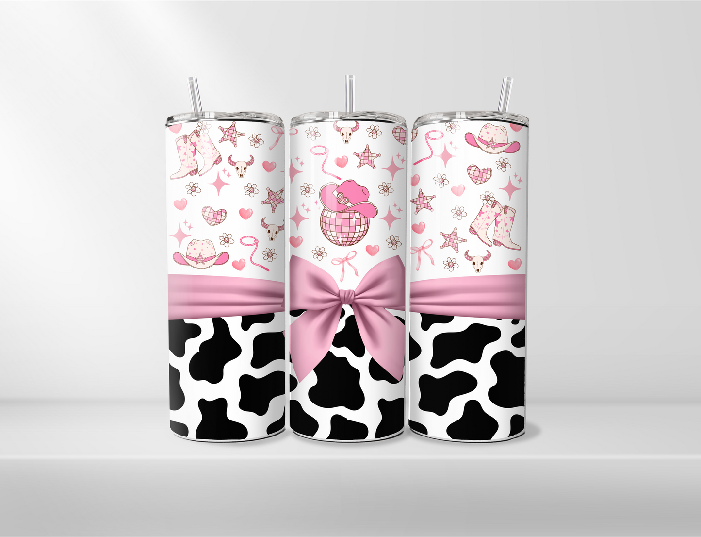 Cowgirl Cow Print Tumbler 20oz