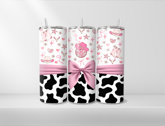 Cowgirl Cow Print Tumbler 20oz