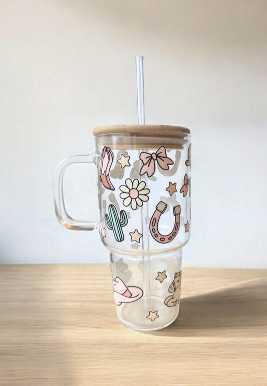 Cowgirl Themed Glass Tumbler
